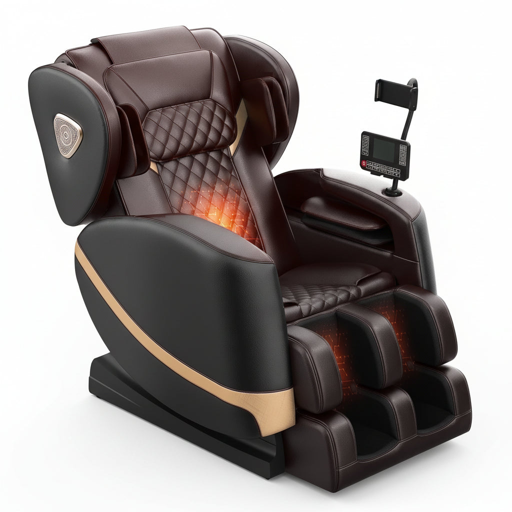 Massage Chair Full Body, Zero Gravity Massage Chair with 10 Fix Rollers, Heating, Foot Massage, Bluetooth Speaker, Touch Screen Controller, Fit Office and Home, Black