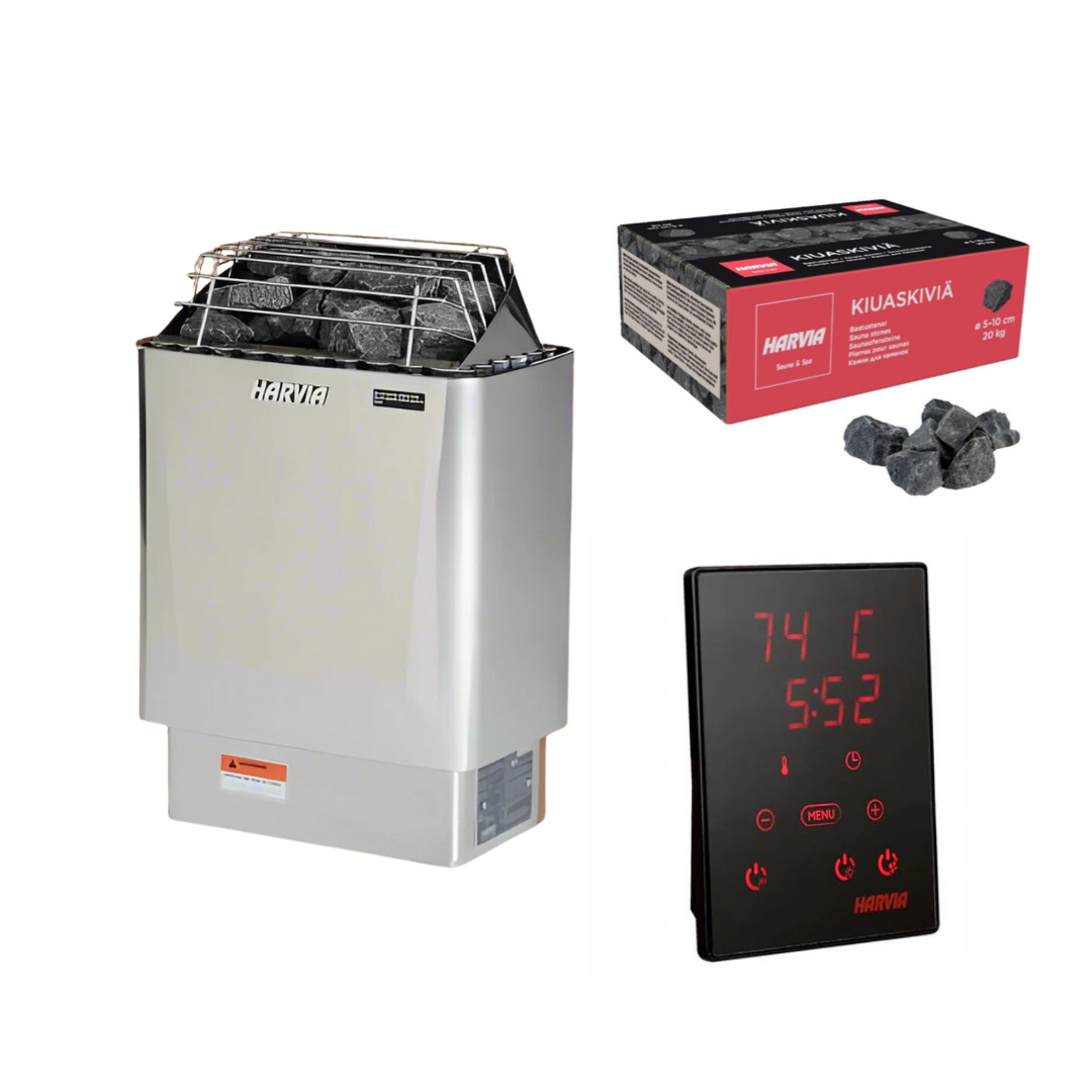Harvia Kip Sauna Heater Stainless Steel With Rocks and WiFi Control