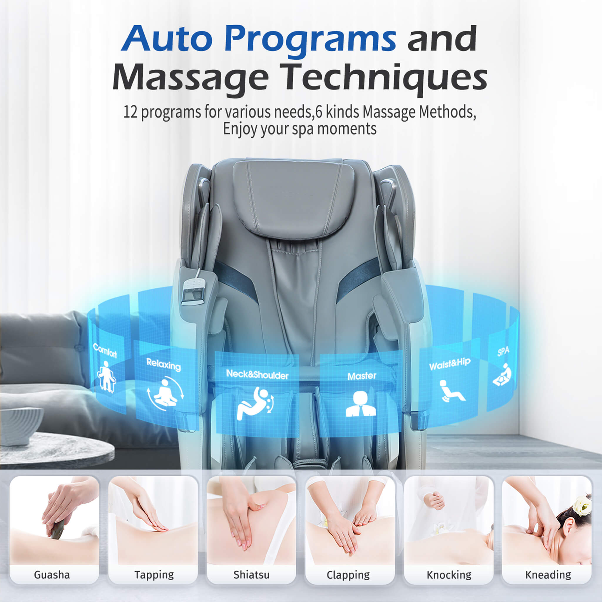 Bosscare Premium Full Body Zero Gravity Massage Chair With Ai Voice And App Control, Gray (SAK35970)