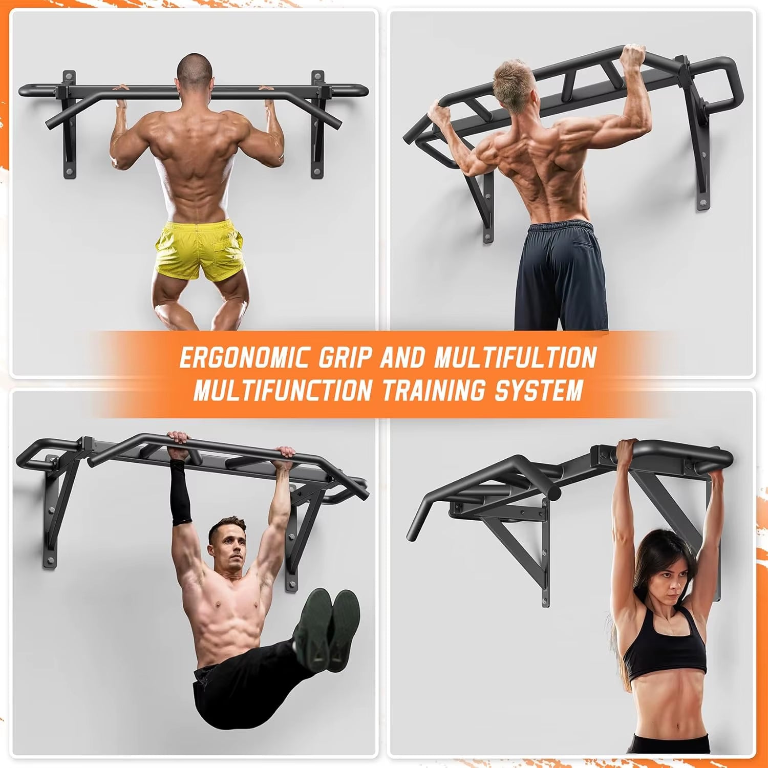 Heavy Duty Pull up Bar with 14 Grip Positions, Strength Training Pull-Up Bars for Home Gym, Wall Mounted, Joist Mounted Chin Up