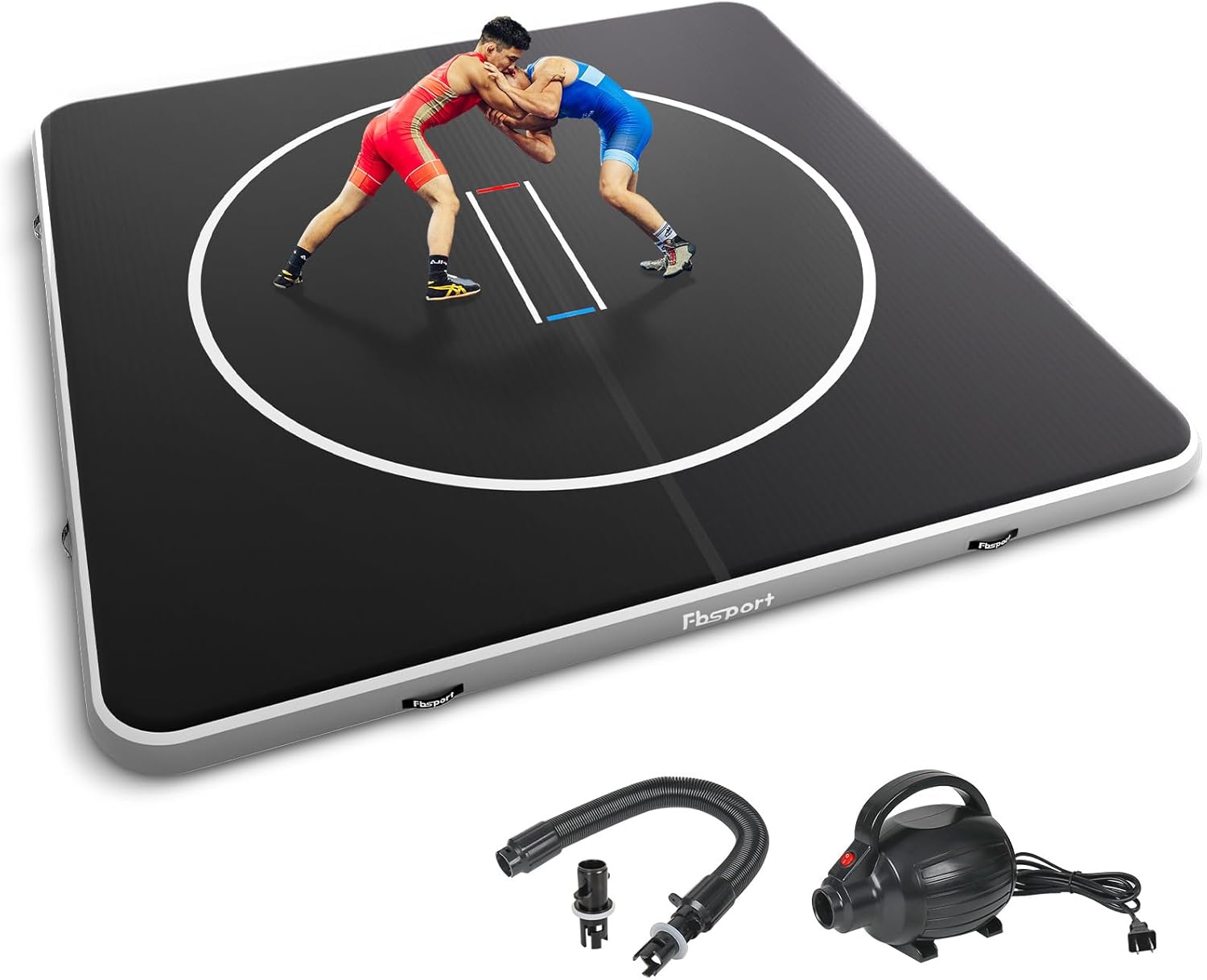 Inflatable Wrestling Mat, 10ft/ 13ft/ 16.5ft Jiu Jitsu Mats, PVC Landing Training Mat Foldable for Home Gym BJJ, MMA, Martial Art, Boxing, Grappling and Judo