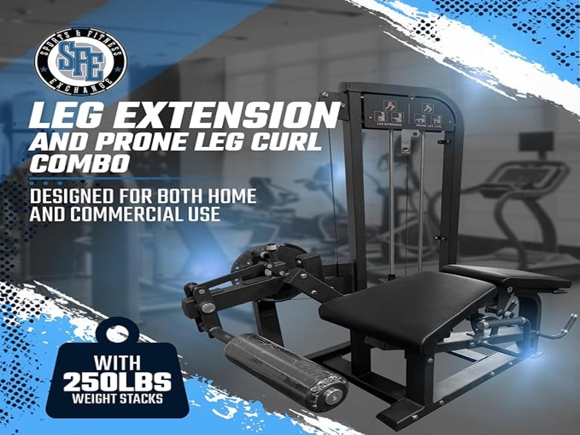 Selectorized Leg Extension & Prone Leg Curl Combo w/250lb weight stack