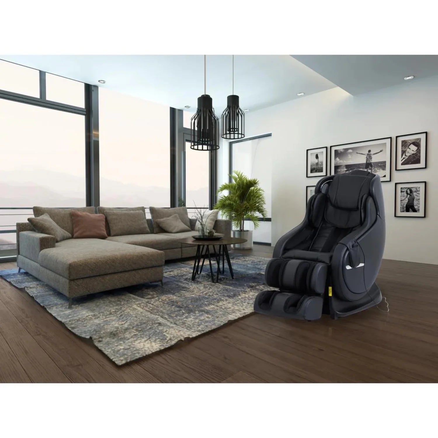Elvis Black Faux Leather Premium Massage Chair with Bluetooth Speaker
